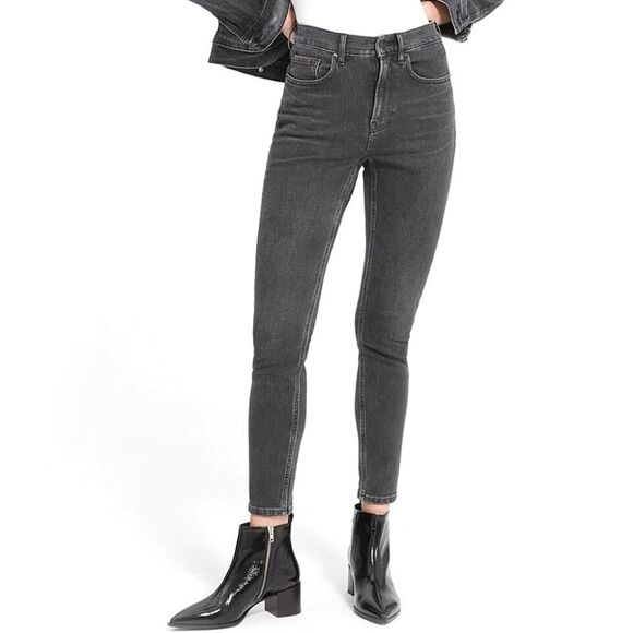 EVERLANE High-Rise Ankle Skinny Jeans Washed Black Sz 26 - Picture 1 of 11